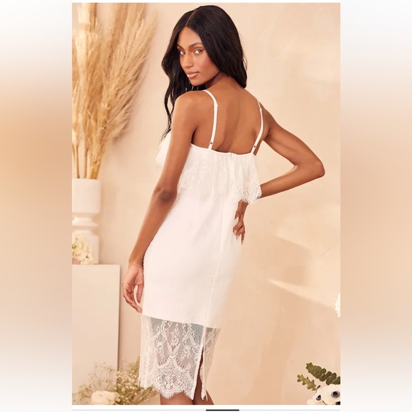 NWT Lulus White Lace Bodycon Midi Dress - Picture 5 of 12